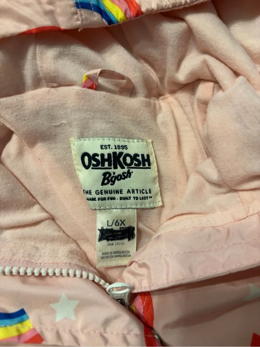 OshKosh B'gosh Pink Rainbow Hooded Rain Jacket